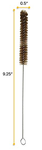 EISCO Bristle Cleaning Brush with Fan-Shaped End, 9.25" - Twisted Stainless Steel Wire Handle - Ideal for 0.3" - 0.5" Tubes, Bottles, Cylinders, Flasks, Straws