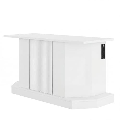 JIJIWANG 55-75 Gallon Fish Tank Stand with 4AC 2USB Outlet, Heavy Duty Aquarium Cabinet, 880LBS Capacity for Turtle Tank Reptile Terrarium, White - color: White, size: 47.64"L x 14.17"W x 28.7"H