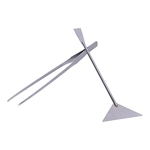 4 in 1 Aquarium Tools Kit, Aluminum Alloy Aquascaping Tool Set with Straight and Curved Tweezers, Spatula, Scissors for Planted Fish Tank Maintenance