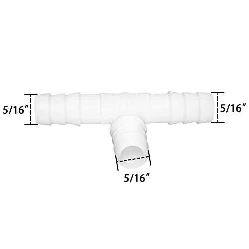 Plastic 5/16" ID Hose Barb Fittings, Equal Barbed Tee Pipe Connectors 3 Way Joint Splicer Mender Union Adapter for Boat Aquarium, Pack of 6 - size: 5/16 Inch
