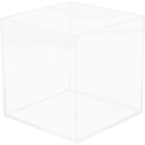 Housoutil Square Acrylic Fish Tank Mini Betta Aquarium for Turtles and Aquatic Plants Versatile Desktop Decor for Home Office and Parties
