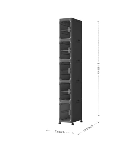 KHNR 5-Tiers Slim Bathroom Storage Cabinet, Foldable Storage Cabinets,Narrow Bathroom Storage,Movable Bathroom Storage Organizer for Small Spaces,Bathroom,Kitchen,Laundry,Black - color: Black, size: 5-Tiers