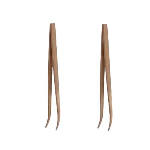 2Pcs Wood Color Angled Reptile Feeding Tongs Tweezers 28cm Bamboo Eco-Friendly Feeding Tool，Reptiles and Amphibians，Reptile Terrariums