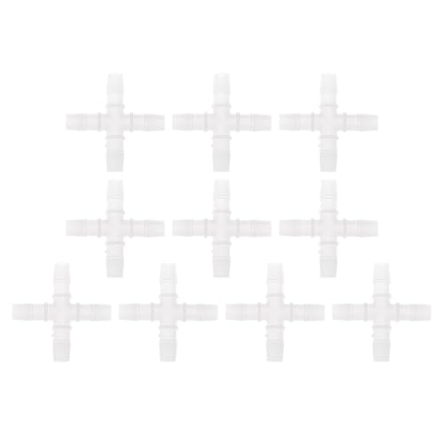 Plastic Hose Barb Fitting 7/16" OD Barb Cross 4 Way Pipe Connector Clear 10 Pcs - size: 7/16"OD