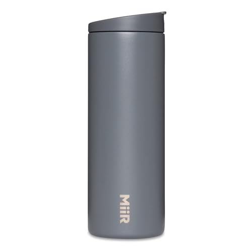 MiiR Flip Traveler 16oz | Double-Wall Vacuum Insulated with Flip Lid, BPA-Free Stainless Steel Construction, Insulated Tumbler for Hot or Cold Drinks - color: Basal Gray, size: 16 Ounces