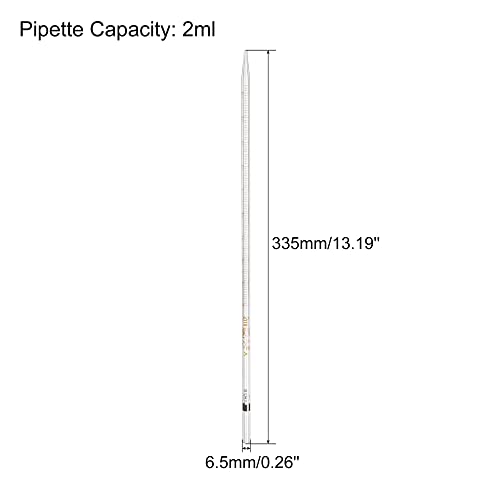 PATIKIL Graduated Dropper Pipettes, 1 Pcs 2ml Reusable Borosilicate Glass Pipette for Transfer Liquid for Laboratory, Chemistry, Clear - size: 2ml