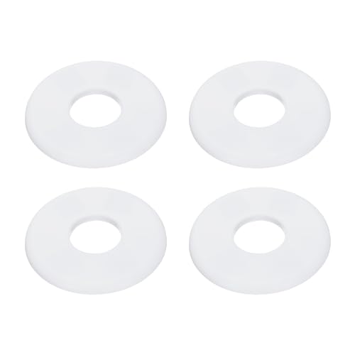 uxcell 4pcs Wall Split Flange 95mm / 3.7" OD Escutcheon Plate ABS Round Self-Adhesive Plumbing Cover Plates for 33mm / 1.3" Dia Water Pipe Faucet Decoration Accessories, White - color: White, size: 33mm