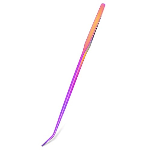 Mandala Crafts 15 Inches Rainbow Stainless Steel Curved Aquarium Tweezers for Aquatic Plants – Long Aquascape Forceps for Fish Tanks, Hospital Tanks, Goldfish Bowls, and Terrariums - color: Rainbow Curved Tweezers, size: 15 Inches
