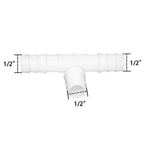 Plastic 1/2" ID Hose Barb Fittings, Equal Barbed Tee Pipe Connectors 3 Way Joint Splicer Mender Union Adapter for Boat Aquarium, Pack of 6 - size: 1/2 Inch