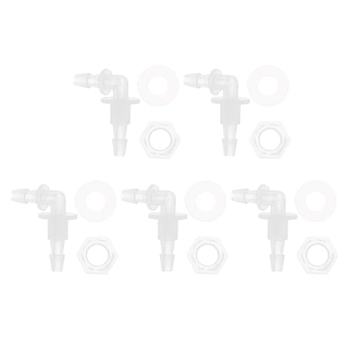 1 Set Aquarium Plastic Hose Barb Fitting 3/16" Hose 90 Degree Elbow Connectors Aquarium Tank Air Pump Clear PP - size: 3/16"-G1/8