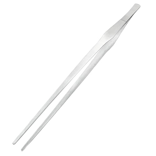 15 Inch Stainless Steel Tweezers, Reptile Feeding Tongs, Non-Slip Long Straight Tweezers Tongs Tool with Precision Serrated Tips for Aquarium, Garden, Kitchen, Industrial work, Laboratory