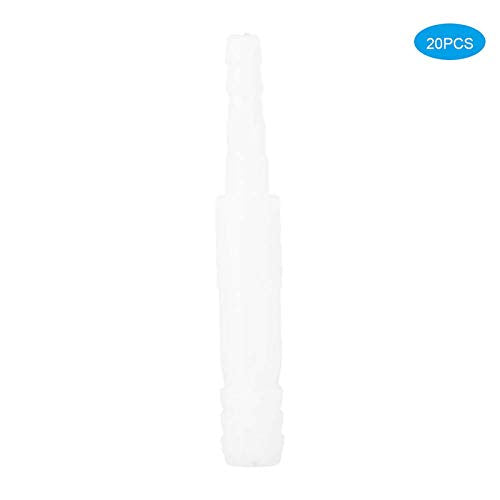 Yctze 20pcs Aquarium Hose Adapter - 4mm to 8mm PVC Air Valve Tube Connector Converter Straight Clear White Plastic Inline Tubing for Easy Water Pipe Connection