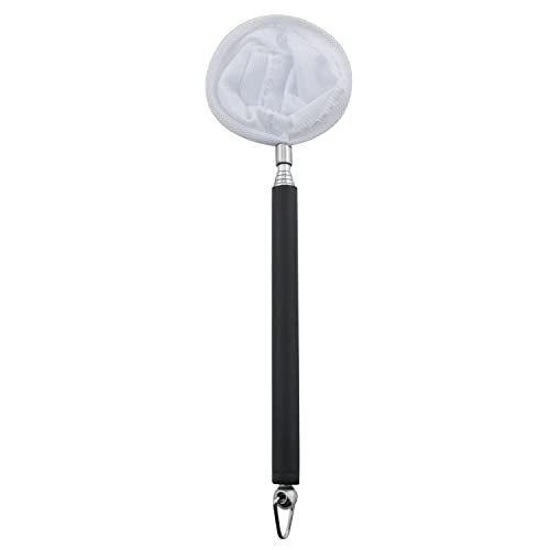 DGZZI Aquarium Fishing Net, Round Black, Stainless Steel, Telescopic Handle, Compact, 4.5-5.0 cm, 46 cm, 25g, Safe for Fish