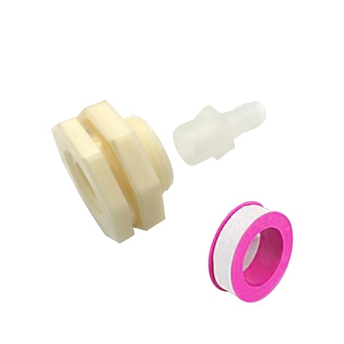 Bulkhead Fitting Adapter 12mm Barbed x G1/2 Female ABS Fitting, White Connector for Aquariums, Water Tanks, Tubs, Pools (Set of 4) - size: G1/2