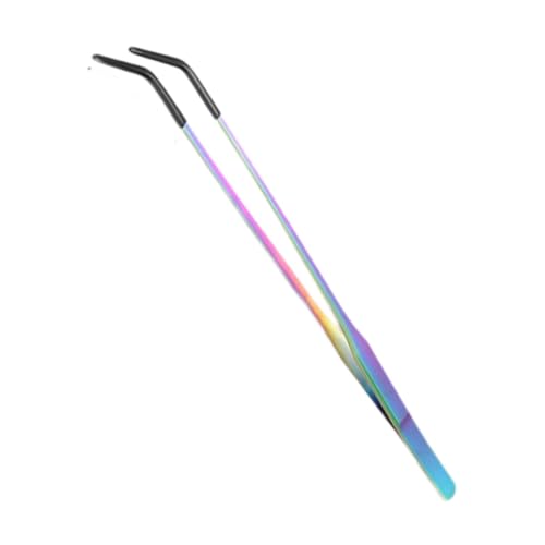 Baoblaze Reptile Feeding Tongs with Black Silicone Tip Long Planting Tweezers for Aquarium for Gecko Bearded Dragon Tank Aquascaping, Curved - color: Curved