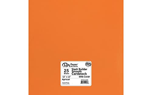PA Paper Accents Stash Builder Cardstock 12" x 12" Apricot, 65lb colored cardstock paper for card making, scrapbooking, printing, quilling and crafts, 25 box - color: Apricot