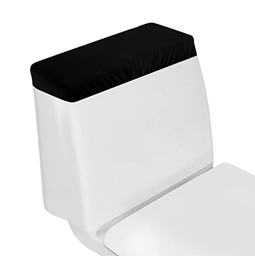 Toilet Tank Lid Cover, Bathroom Stretch Washable Spandex Toilet Tank Protector Cover with Elastic Bottom, Black - color: Black