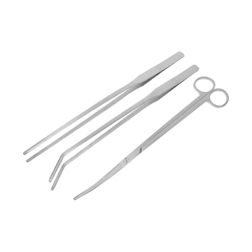 BESPORTBLE 5 Sets Stainless Steel Fish Tank Cleaning Kit Complete Aquascaping Tools Set Includes Tweezers Grass Trimmer Scissor for Glass Aquariums