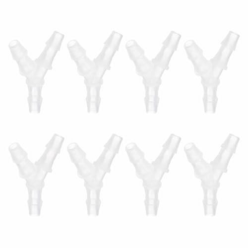 MECCANIXITY 8pcs Plastic Hose Barb Fitting, 1/4" x 1/4" Y Shape Tee Barbed Hose Pipe Fitting Splicer Mender Joint Adapter for Water Liquid Fuel Line Tube, Clear - size: 1/4" x 1/4"