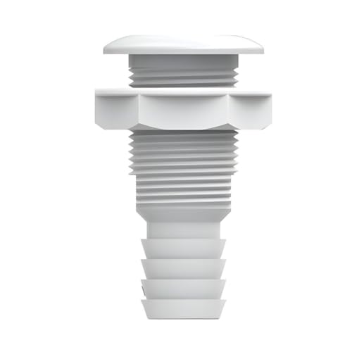 SEAFLO Thru Hulls Fitting Thru-Hull with Check Valve, 5/8”, 3/4”, 1”, 1-1/8”, 1-1/4”, 1-1/2”, or 2” Sizes, White/Black, Polypropylene/Nylon, 4-Year Warranty, (Choose Color, Size, and Pack Size) - color: White, size: 1-1/8", style: 1-pack