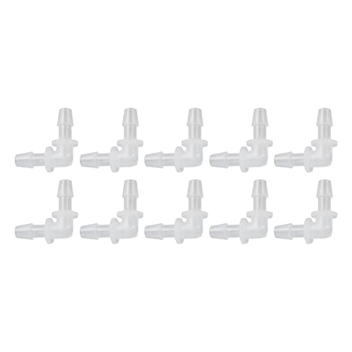 SUNGOOYUE Plastic Fitting 90 PE Elbow Hose Connector 6.4mm Same Diameter Tube Fitting for Pump Tube and Silicone Fish Tank Hose Connection Antiscratch Antirust (6.4mm) - size: 6.4mm
