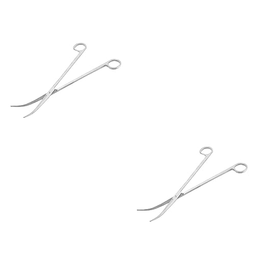 PartyKindom 2pcs Stainless Steel Curved Tip Scissors Aquatic Plant Trimmer Aquarium Scissors for Plant Cutting Aquascaping Tools for Fish Tank