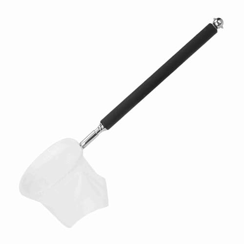 20-57.5cm Stainless Steel Adjustable Aquarium Fish Shrimp Net with Wall Hook Expandable Fishing Net for Tank Cleaning and Hexapod Catching - style: Black Round Net