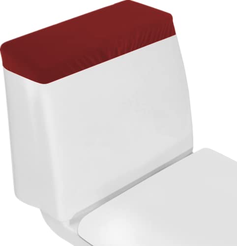 Toilet Tank Lid Cover, Bathroom Stretch Washable Spandex Toilet Tank Protector Cover with Elastic Bottom, Burgundy - color: Burgundy