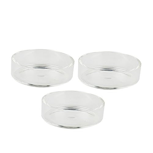 GANAZONO 3pcs Round Crystal Shrimp Feeding Bowl Multipurpose Glass Dish for Fish Tank Decorative Feeder for Shrimp and Reptiles Food Bowl - size: Size 1