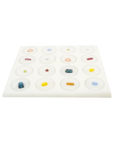 Novel Box Gem Jars 16 Medium Size Gemstone tray | White Tray Foam Sheet 7.8X7.8X0.75 | Jewelry Display Rock Storage Box Insert | Gemstone display Trays for Collectibles - color: White Foam Liner with 16 Gem Jars