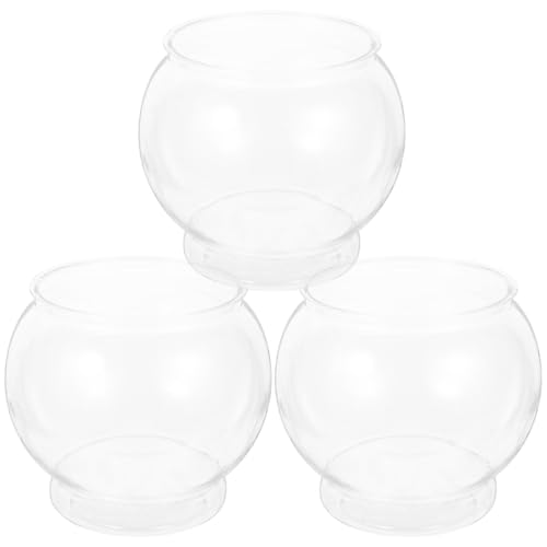 Desktop Fish Tank Globe Small Plastic Fish Bowl 3-Pack 5.90X5.90X5.11In Office Aquarium Household Decor - size: 15X15X13CM