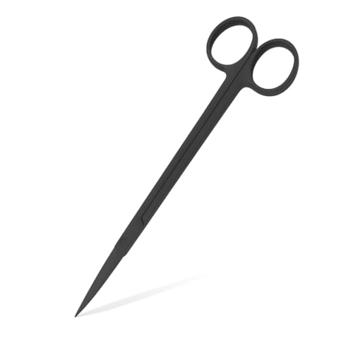 Mandala Crafts 12 Inches Black Stainless Steel Straight Aquarium Scissors for Trimming Aquatic Plants – Long Aquascape Scissors for Fish Tanks, Hospital Tanks, Goldfish Bowls, and Terrariums - color: Black Straight Scissors, size: 12 Inches