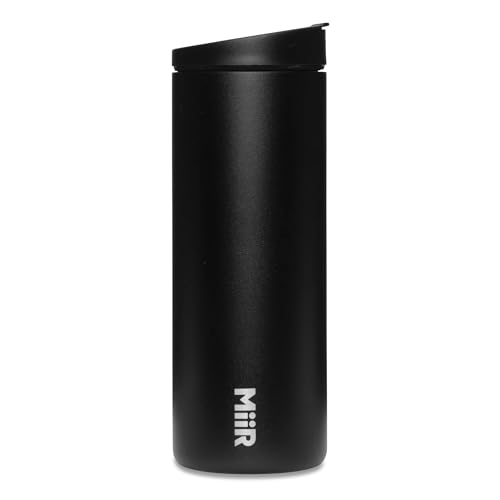 MiiR Flip Traveler 16oz - Double-Wall Vacuum Insulated with Leakproof Flip Lid, BPA-Free Stainless Steel Construction, Insulated Tumbler for Hot or Cold Drinks - color: Black, size: 16 Ounces