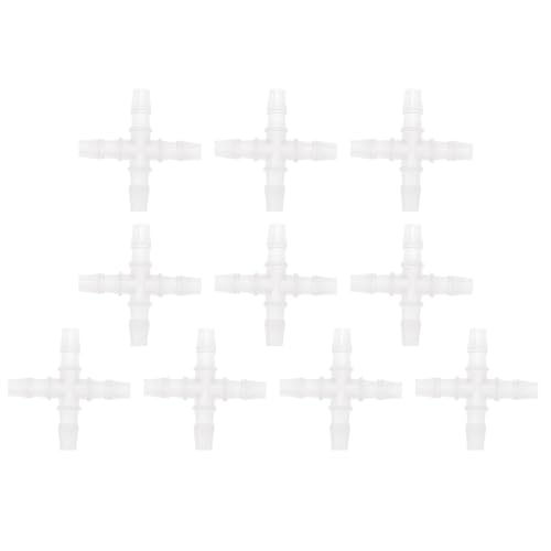 Plastic Hose Barb Fitting 3/8" OD Barb Cross 4 Way Pipe Connector Clear 10 Pcs - size: 3/8"OD