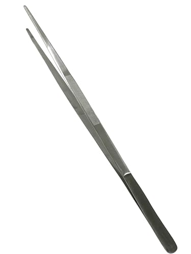 Jumbo Tweezers - 24 Inches Long Thumb Dressing Forceps with Serrated Tips, Straight, Aquascaping, Reptile Feeding, Crafts, Tissue Handling Forceps
