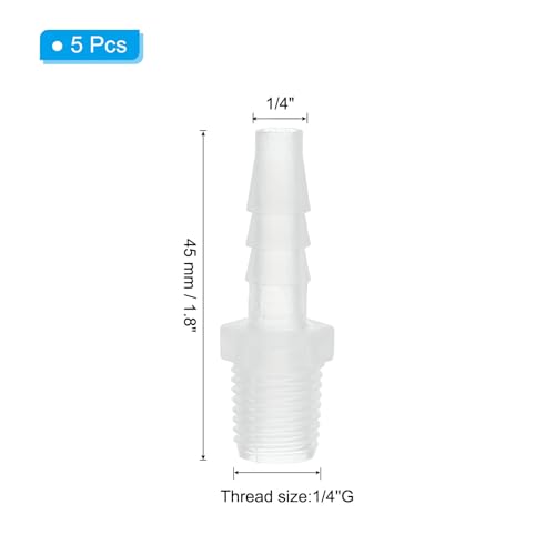 PATIKIL 1/4" Barb x 1/4" G Male Connector, 5 Pcs Plastic Hose Barb Fitting Industrial Hose Barb to Pipe Fitting Connect for Water Liquid Air Fuel - size: 1/4" x 1/4"