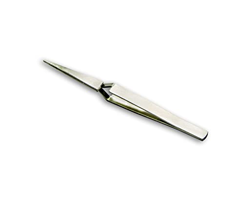 HURON Precision Tweezers, Straight Cross-Lock, 4.7 in (1/3/10 pc) (1 pc) - style: Straight Cross Lock, 4.7"