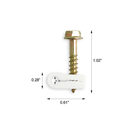 STEREN Coaxial Cable Clips - Cable Holder - Wire Clips - Siding Clips for Hanging - Cord Holder for Desk - Cable Clamps (White, 100 Count - Mini Screw) - color: White, size: 100 Count - Mini Single Cable