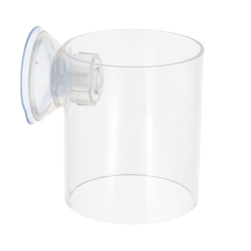 Pokinge 2Pcs Aquarium Fish Food Feeder Tube, Transparent Acrylic Feeding Ring with Strong Suction Cup, Adjustable Height Fish Tank Station Floating Food Tray Feeder