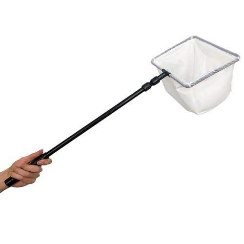 UNEAK - Aquarium Fish Net with Extendable 22"-33" Handle, Telescopic Fish Tank Nets, Fine Mesh Net for Fish and Shrimp Catching, Ponds, Creeks, and Aquariums - size: Large Net