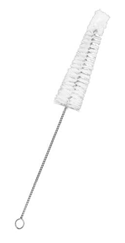 EISCO Tapered Nylon Cleaning Brush with Cotton Yarn Tip, 8.75" - Twisted Stainless Steel Wire Handle - Ideal for 0.5" - 0.75" Diameter Test Tubes, Bottles, Flasks, Cylinders, Jars, Vases, Cups