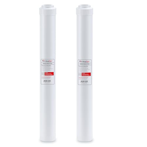 LiquaGen Nitrate Reduction Water Filter Cartridge – Strong Base Anion Resin, Reusable & Refillable, Universal 2.5x10, 2.5x20, 4.5x10, 4.5x20 – Whole House & Aquarium RO/DI (2, 2.5" x 20") - size: 2.5" x 20"