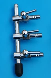 2pcs 3- Way Aquarium Chrome Metal Gang Manifold Air Line Control Valve Air Tap Air Splitter