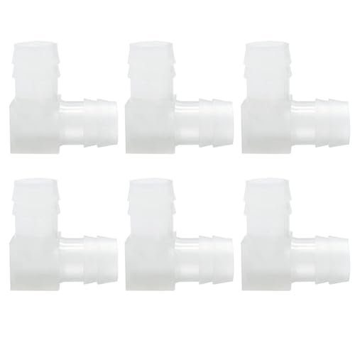 10 Pack Transparent Plastic 3/8 Inch 90 Degree Elbow L Tube Connectors, Barbed Joint Adapters for Boat, Aquarium, and Hose Fittings