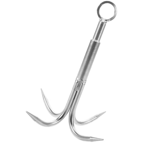Kisangel Four-Claw Anchor Hook Stainless Steel Heavy Duty Grappling Hook for Freshwater Saltwater Fishing Outdoor Retrieval and Underwater Treasure Hunting 7.87X6.29X6.29 Inch