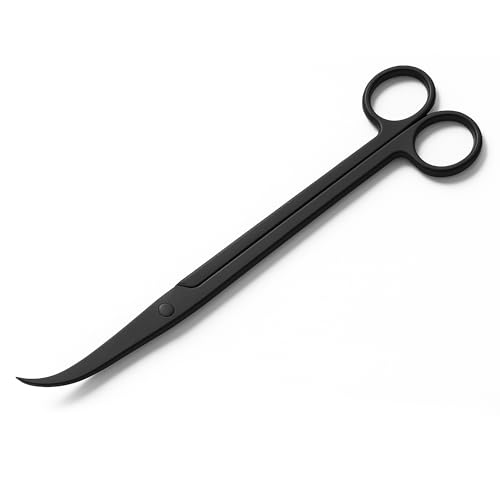 Mandala Crafts 12 Inches Black Stainless Steel Curved Aquarium Scissors for Trimming Aquatic Plants – Bent Aquascape Scissors for Fish Tanks, Hospital Tanks, Goldfish Bowls, and Terrariums - color: Black Curved Scissors, size: 12 Inches