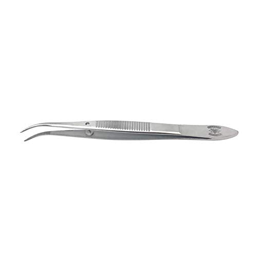 Stainless Steel General Purpose Lab Twezers Forceps with Curved Point Tips (4.5 in.)