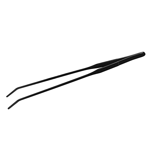 Aquarium Scissors Tweezers Stainless Steel Sharp Trimming Tools for Water Plants Maintenance in Fish Tank Landscape Tank 4 Pieces Set (Bent clamp)