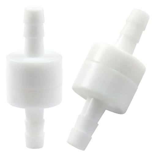 2pcs One Way Check Valve - 1/4" Inline Non-Return with Ozone Resistance PVDF Plastic Check Valve for Air, Water, Gas & Fuel Oil - size: 1/4 Inch