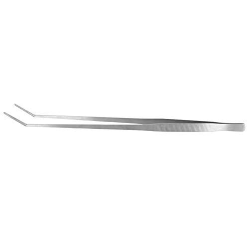 Stainless Steel Elbow Curved Tweezers for Aquarium Plants, 18.5 Inch Fish Tank Water Planting Tool - Durable Oxidation, Easy to Use for Aquarium Care and Landscaping